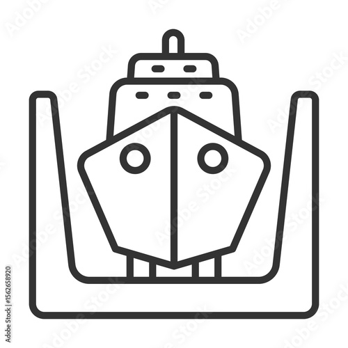 Ship Building Icon Outline Style. Vector Illustration Design