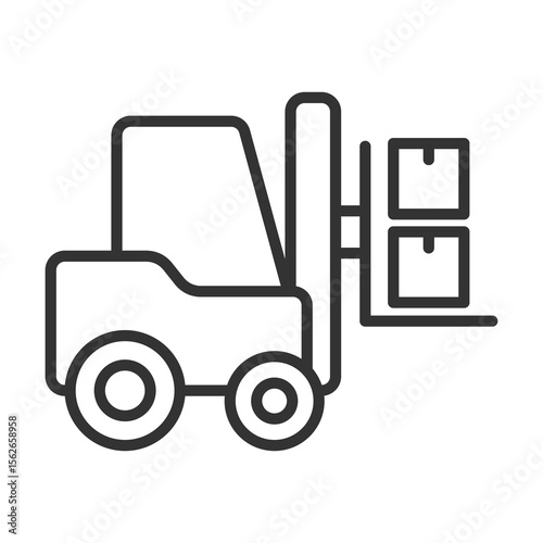 Forklift Icon Outline Style. Vector Illustration Design
