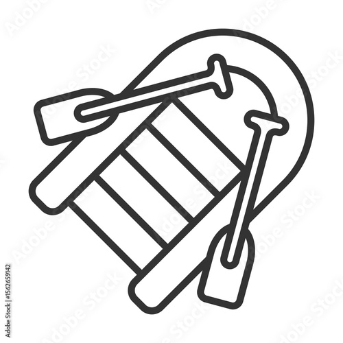 Lifeboat Icon Outline Style. Vector Illustration Design