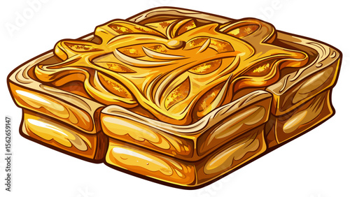 A detailed close-up of Texas toast, thick and golden brown, reveals its soft fluffy middle and toasted edges, presented cleanly on a white cutting board.