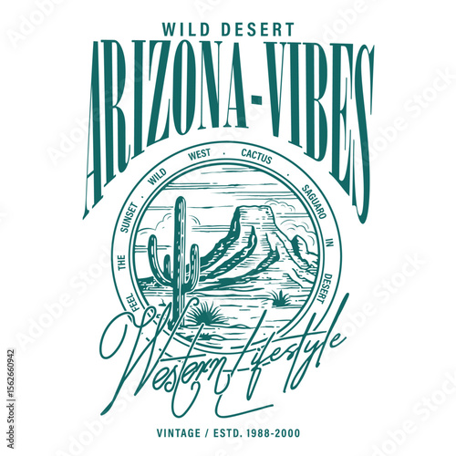 arizona vibes graphic tee. western life style graphics. hand drawing desert. desert t shirt design. summer tee shirt design.