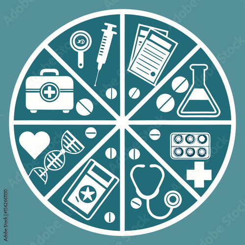Medical symbols circle illustration healthcare icons and wellness graphics