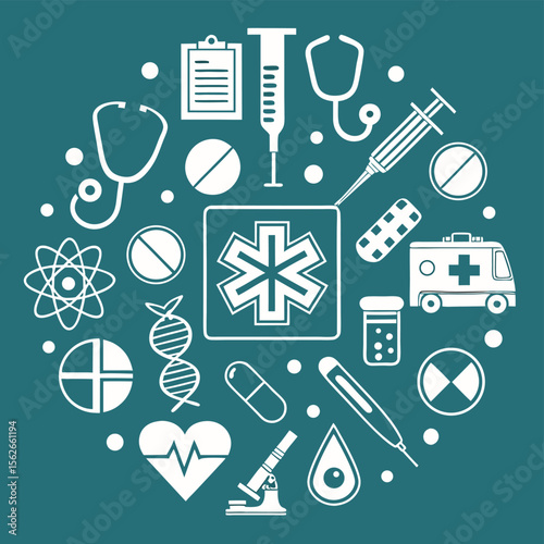 Medical symbols vector illustration healthcare icons circle design