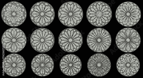 Geometric Pattern of Monochrome Circular Designs in Abstract Arrangement