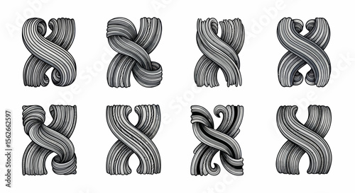 Intricate Black and White Abstract Geometric Patterns with Woven Twists and