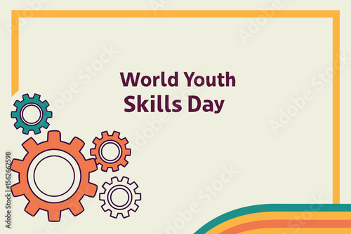 World Youth Skills Day Gears Illustration with Text and Frame