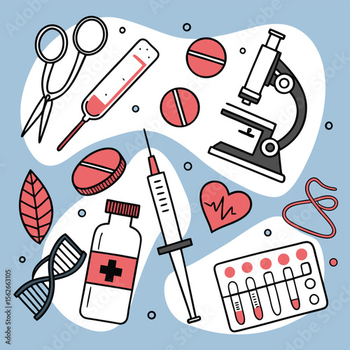 Medical tools and symbols illustration healthcare and science vector design