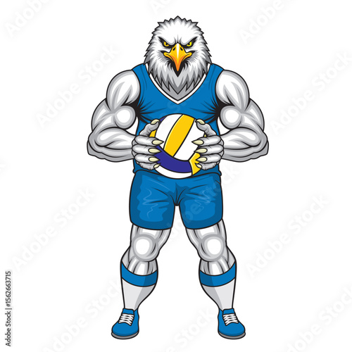 volleyball mascot eagle vector illustration eagle volleyball design
