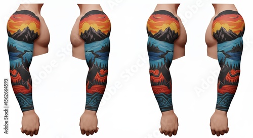 Full arm tattoo designs landscape artwork