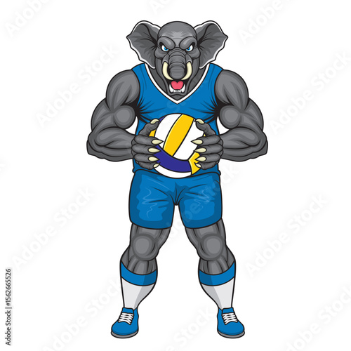 volleyball mascot elephant vector illustration elephant volleyball design
