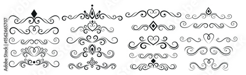 Seth assembly of various elements of the frame ornaments - Vector illustration