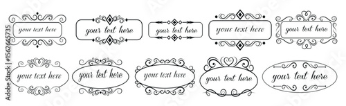 Seth assembly of various elements of the frame ornaments - Vector illustration