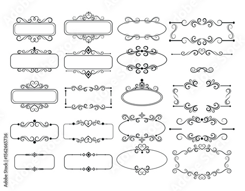 Seth assembly of various elements of the frame ornaments - Vector illustration