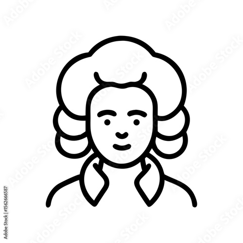 A simple illustration icon with the image of a musician. Medieval Europe. Beethoven. Bach.