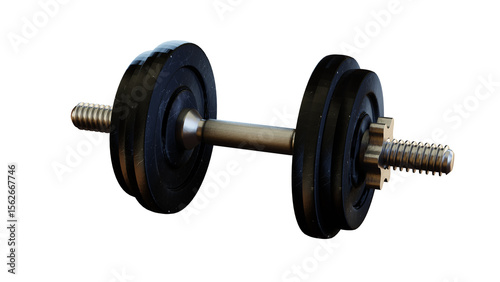 Metal dumbbell isolated on white background. Gym, fitness and sports equipment symbol. 3D rendering image.