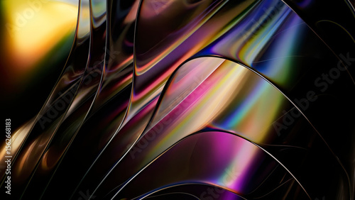 Abstract wavy 3D render of light refractions