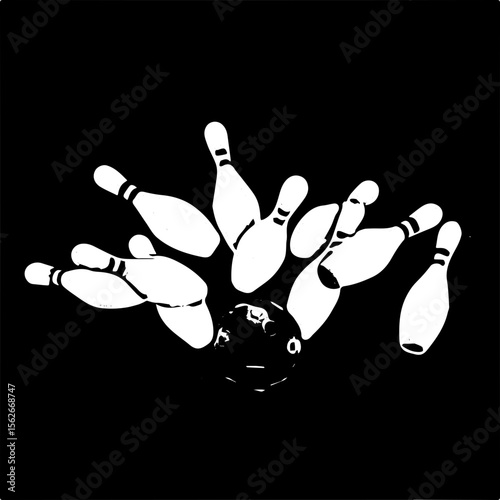 bowling pins on black background