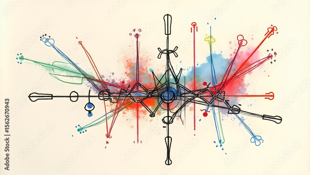 Naklejka premium Vibrant Abstract Art Flux_Dev_Energy and Form in Textured Off-White