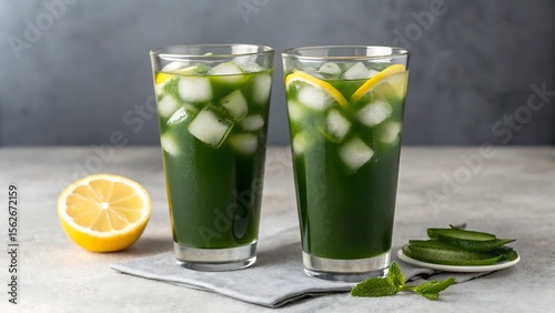 Refreshing Aloe Vera Juice with Lemon and Ice