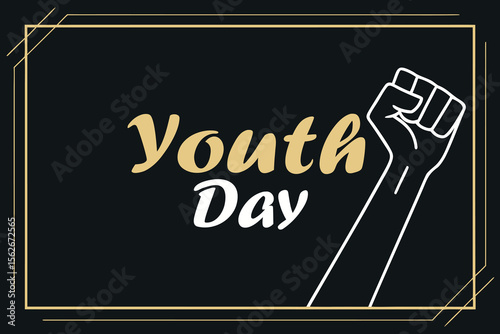 Youth Day Graphic with Raised Fist and Gold Text hand