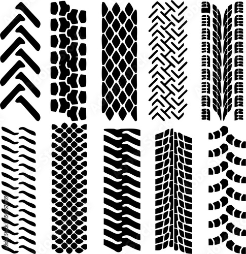 Vector Tire Track Patterns Collection