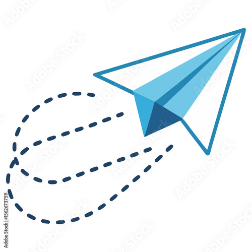 A blue paper airplane icon with a dotted flight path, symbolizing messages, sending, or communication.