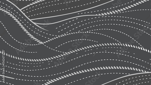 Wallpaper Mural An abstract background pattern with flowing, wavy lines composed of small dots and dashes in white against a dark gray backdrop, suggesting movement or data flow. Torontodigital.ca