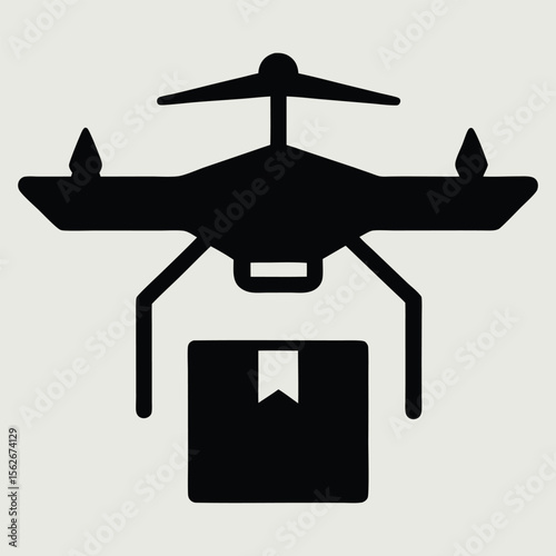 Delivery drone and package silhouette vector