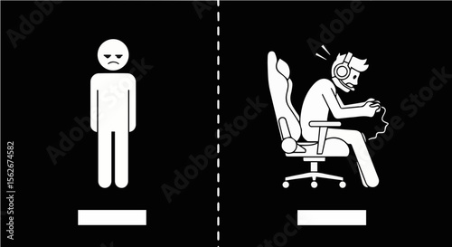 Funny gaming dad vs ordinary dad meme with stick figure in gamer chair wearing headset