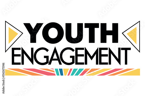 Youth Engagement Text Graphic with Triangles and Colorful Stripes