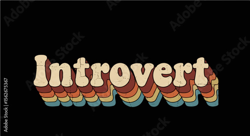 Retro-styled bold text reading ‘Introvert’ in stacked multicolor design on dark background with vintage aesthetic