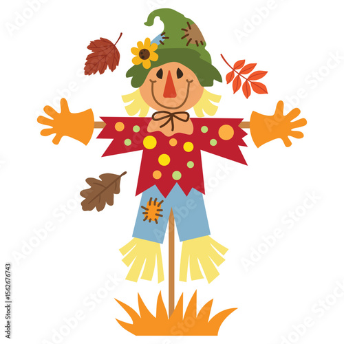 Cute  scarecrow   vector cartoon illustration