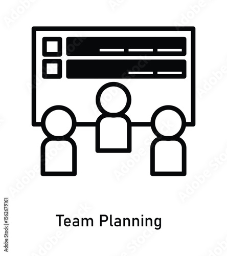 Team project planning icon with people and task board