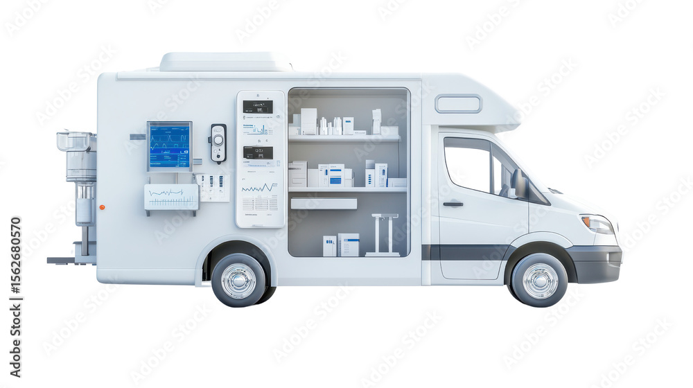 Obraz premium Mobile Medical Unit with Advanced Technology and Equipment for Healthcare Services On-the-Go