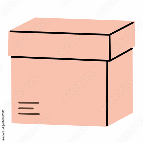 Soft pink rectangular gift box with lid in flat cozy style, ideal for romantic deliveries, boutique packaging, or ecommerce product visuals.