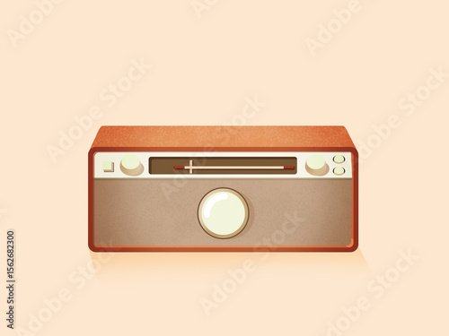 Vintage radio broadcasting music on pastel background