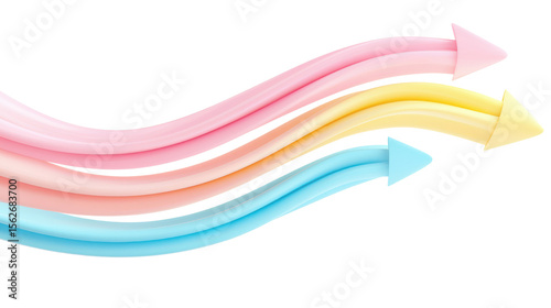 Soft Curved Arrows in Pastel Colors Representing Growth, Progress and Positive Direction in Business
