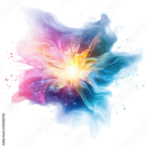 Explosive Colorful Explosion of Light and Energy in a Bright Background with Stunning Swirls and Patterns