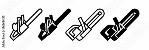 Silhouette of chainsaw icon illustration on white background. Chainsaw icon. Stock vector.