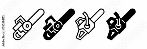 Silhouette of chainsaw icon illustration on white background. Chainsaw icon. Stock vector.