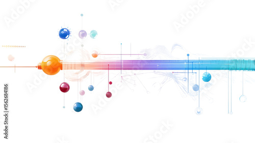 Abstract illustration showcasing colorful spheres, flowing lines, and artistic patterns in vibrant design