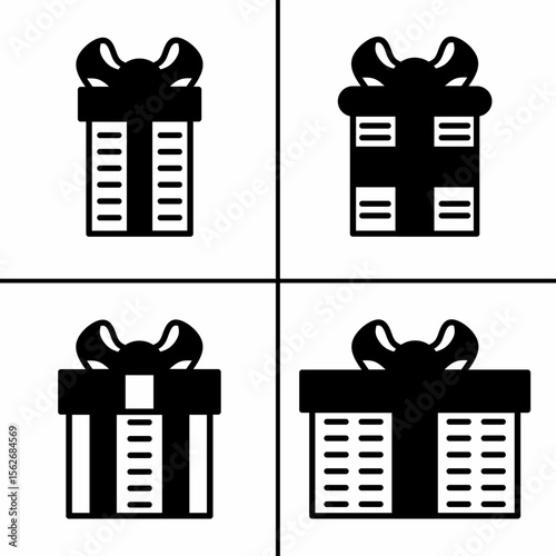Vector black and white illustration of gift box icon for business. Stock vector design.