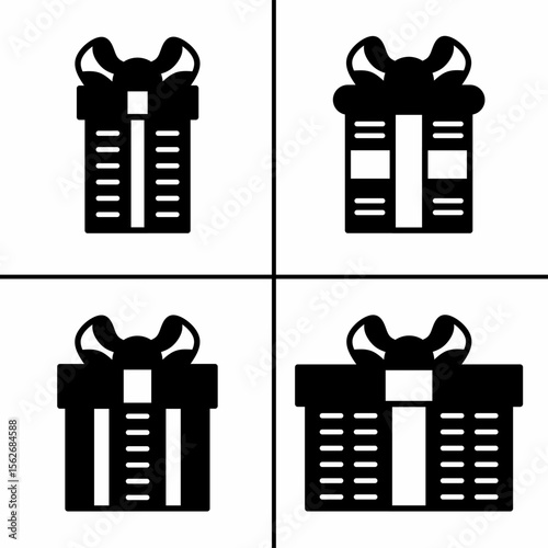 Vector black and white illustration of gift box icon for business. Stock vector design.