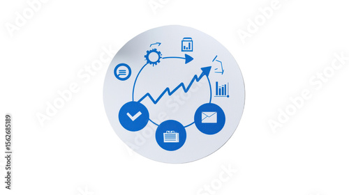 Blue Icons Representing Business Workflow and Growth Strategy in Digital Conceptual Design