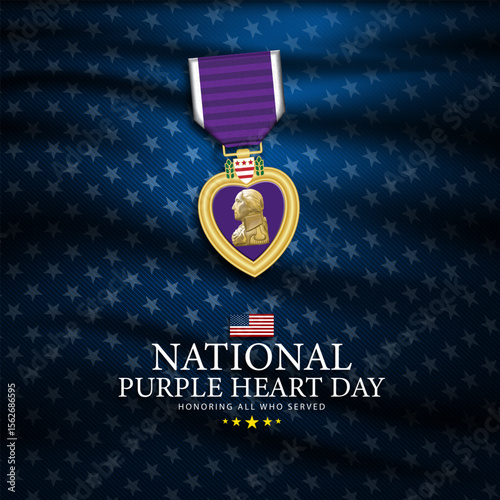 National Purple Heart Day August 7 Background Vector Illustration