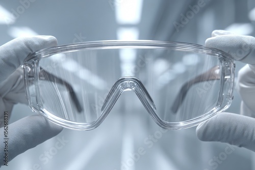 Safety Action Clear Safety Glasses in Industrial Environment Close-up View for Protection Awareness