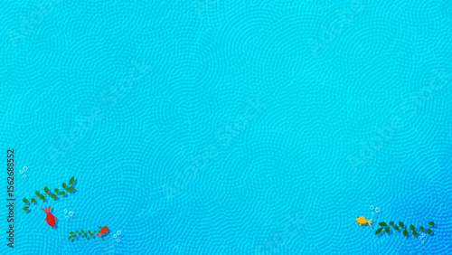 可愛く泳ぐ金魚の背景イラスト（日本の夏）