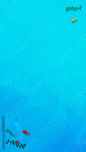 縦長 可愛く泳ぐ金魚の背景イラスト（日本の夏）