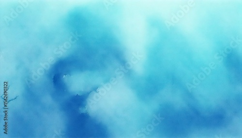 Watercolor painting light blue fog effect background