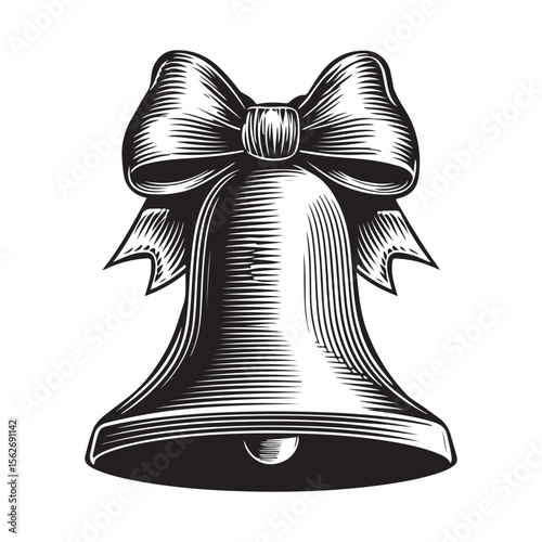 christmas bell icon, christmas bell silhouette vector illustration simple silhouette illustration of christmas bell, perfect for christmas bell logos and icons, christmas bell with a red ribbon vector